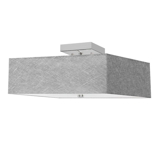 Dainolite Seren 14in 3-Light Semi-Flush Mount | Transitional Polished Chrome and Grey HardBack Fabric | Kitchen & Hallway | Model SRN-143SF-PC-GRY