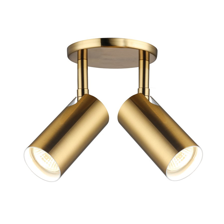 Dainolite Stanly 10.5in 2-Light Spotlight | Contemporary Aged Brass Metal | Bedroom & Living Room Accent | 10.5 x 10.5 x 7.25 in | Model STY-72SPT-AGB