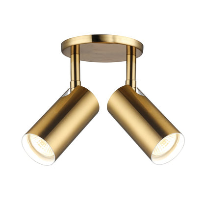 Dainolite Stanly 10.5in 2-Light Spotlight | Contemporary Aged Brass Metal | Bedroom & Living Room Accent | 10.5 x 10.5 x 7.25 in | Model STY-72SPT-AGB