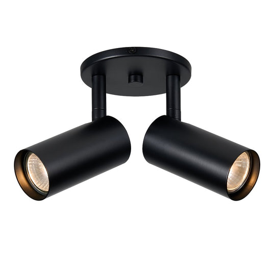 Dainolite Stanly 10.5in 2-Light Spotlight | Contemporary Matte Black Metal | Bedroom & Living Room Accent | 10.5 x 10.5 x 7.25 in | Model STY-72SPT-MB