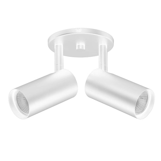 Dainolite Stanly 10.5in 2-Light Spotlight | Contemporary Matte White Metal | Bedroom & Living Room Accent | 10.5 x 10.5 x 7.25 in | Model STY-72SPT-MW