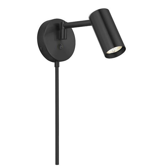 Dainolite Stanly 1-Light Swing Arm Spotlight | Contemporary Matte Black Metal | Bedroom & Office Task Light | 10 x 5 x 6 in | Model STY-91WSPT-MB