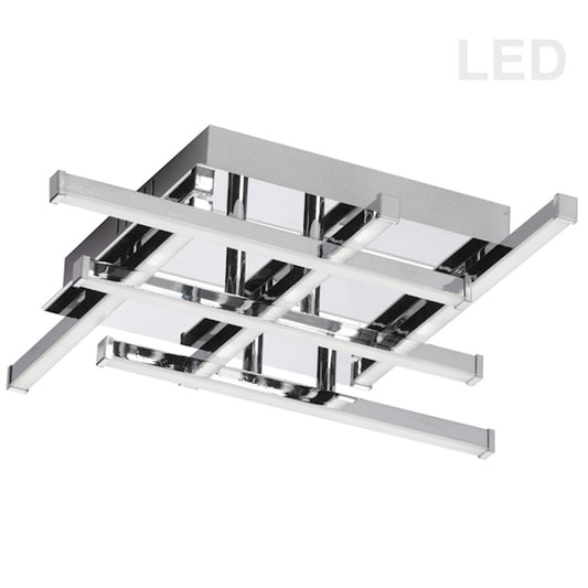 Dainolite Summit 16in 6-Light LED Flush Mount | Contemporary Polished Chrome Stainless Steel | Bathroom & Hallway Ceiling Light | Model SUM-1414FH-PC