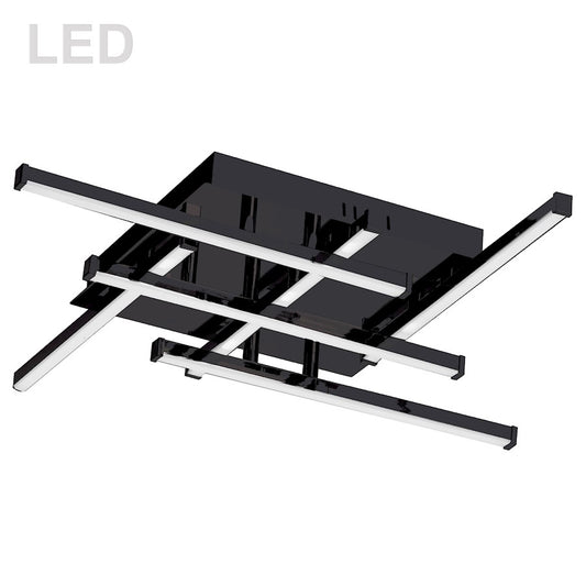 Dainolite Summit 20in 6-Light Flush Mount | Matte Black Metal and White Acrylic | Bedroom & Living Room | 20 x 20 x 3 in | Model SUM-2020FH-MB
