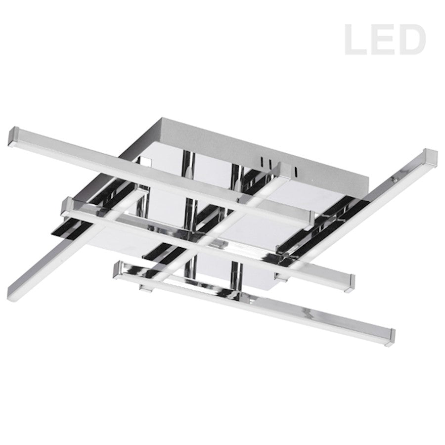 Dainolite Summit 20in 6-Light Flush Mount | Polished Chrome Stainless Steel | Kitchen & Hallway | 20 x 20 x 2 in | Model SUM-2020FH-PC