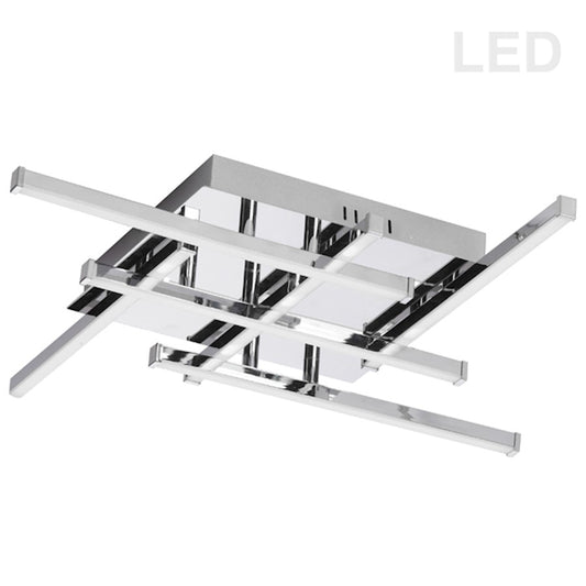 Dainolite Summit 20in 6-Light Flush Mount | Polished Chrome Stainless Steel | Kitchen & Hallway | 20 x 20 x 2 in | Model SUM-2020FH-PC
