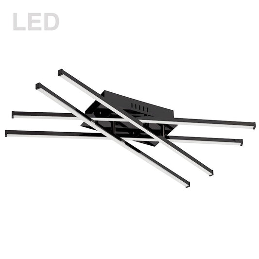 Dainolite Summit 24in 4-Light Flush Mount | Matte Black Metal and White Acrylic Diffuser | Kitchen Island & Dining Room | Model SUM-24FH-MB