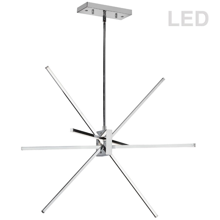 Dainolite Summit 34in 4-Light LED Horizontal Pendant | Modern Polished Chrome Stainless Steel | Kitchen Island & Dining Room | 34 x 34 | Model SUM-34P-PC