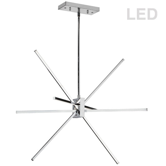 Dainolite Summit 34in 4-Light LED Horizontal Pendant | Modern Polished Chrome Stainless Steel | Kitchen Island & Dining Room | 34 x 34 | Model SUM-34P-PC