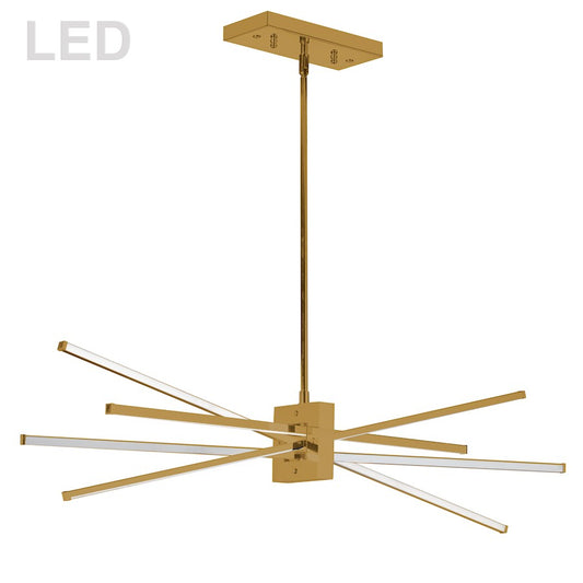 Dainolite Summit 34in 4-Light LED Linear Pendant | Contemporary Aged Brass and White Acrylic | Kitchen Island & Dining Room | 13 x 34 | Model SUM-35HP-AGB