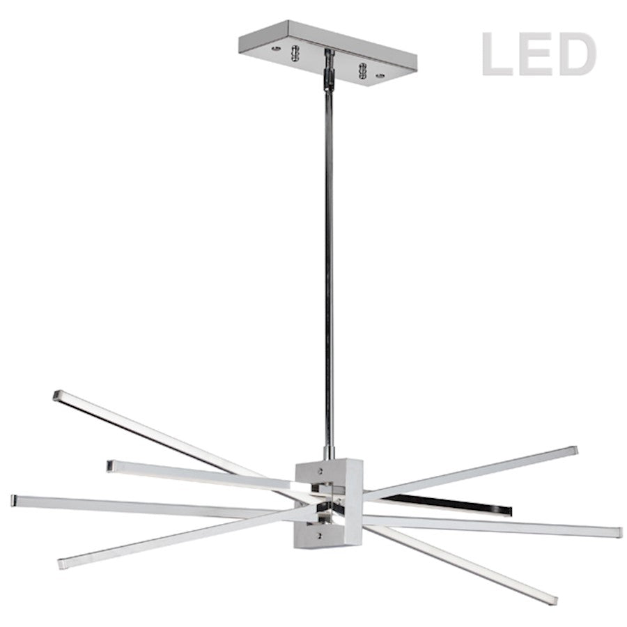 Dainolite Summit 34in 4-Light LED Horizontal Pendant | Modern Polished Chrome Stainless Steel | Kitchen Island & Dining Room | 14 x 34 | Model SUM-35HP-PC