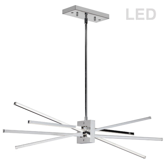 Dainolite Summit 34in 4-Light LED Horizontal Pendant | Modern Polished Chrome Stainless Steel | Kitchen Island & Dining Room | 14 x 34 | Model SUM-35HP-PC