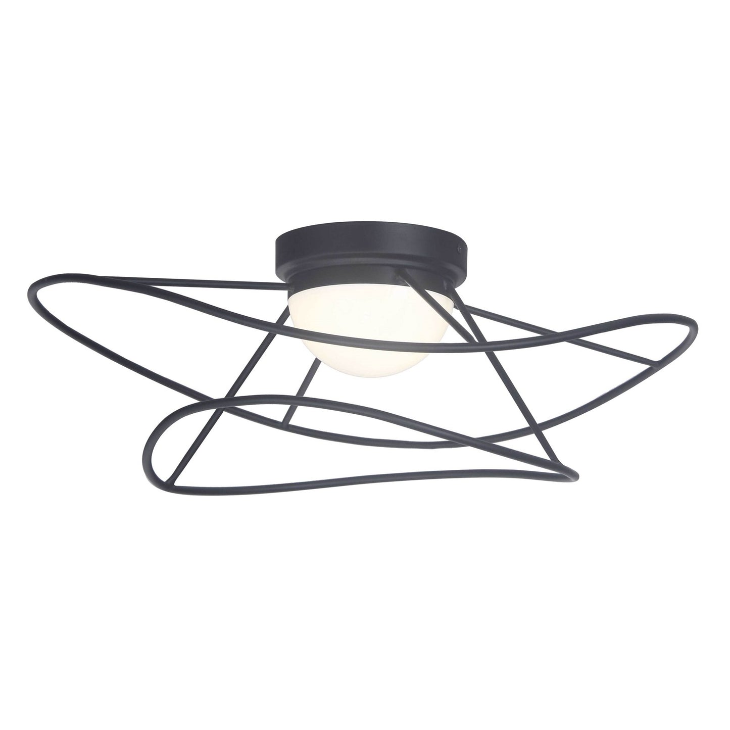 Dainolite Svetlana 18in 1-Light LED Flush Mount | Modern Matte Black Metal and White Acrylic Diffuser | Kitchen & Office | 18 x 18 | Model SVE-186LEDFH-MB