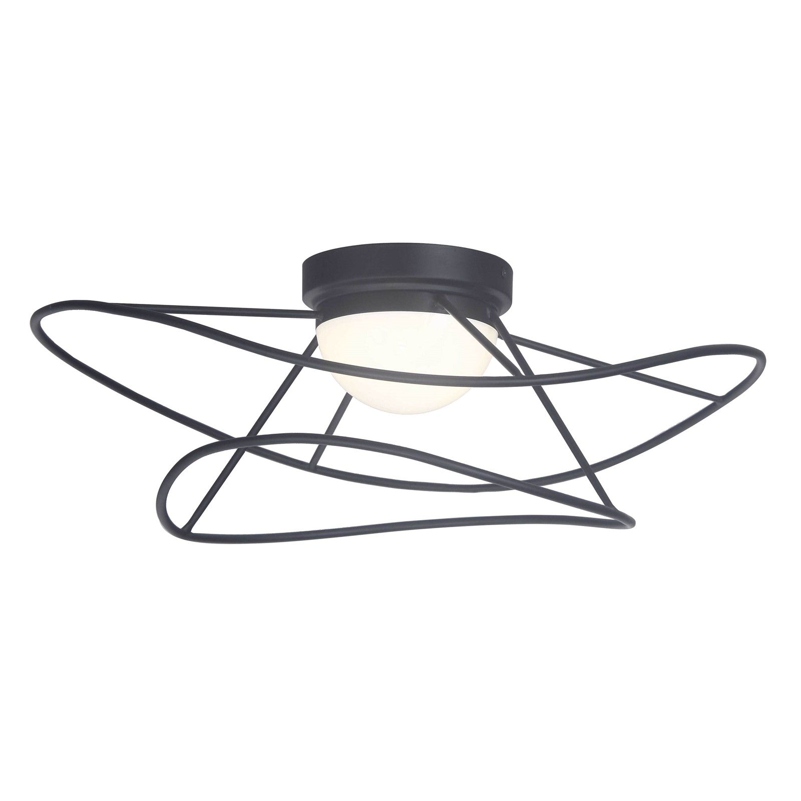 Dainolite Svetlana 18in 1-Light LED Flush Mount | Modern Matte Black Metal and White Acrylic Diffuser | Kitchen & Office | 18 x 18 | Model SVE-186LEDFH-MB