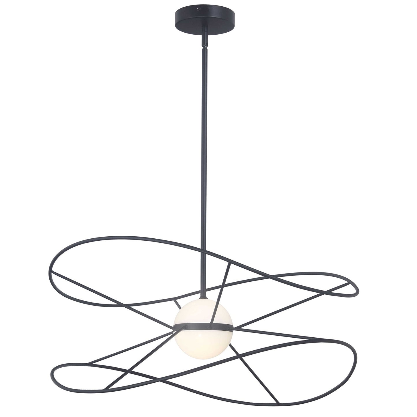 Dainolite Svetlana 24in 2-Light LED Pendant | Modern Matte Black Metal and White Acrylic Diffuser | Kitchen Island & Foyer | 24 x | Model SVE-2412LEDP-MB
