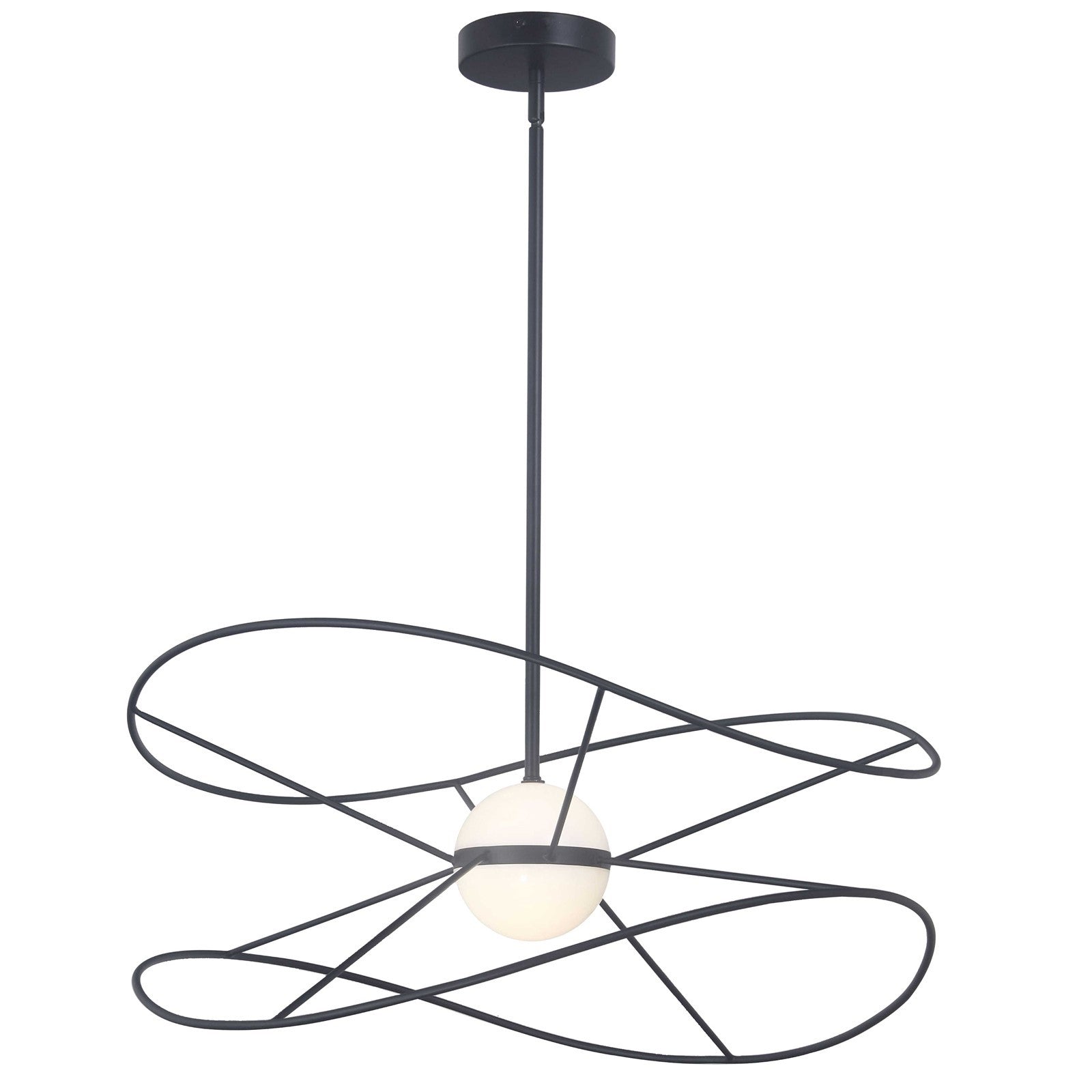 Dainolite Svetlana 24in 2-Light LED Pendant | Modern Matte Black Metal and White Acrylic Diffuser | Kitchen Island & Foyer | 24 x | Model SVE-2412LEDP-MB