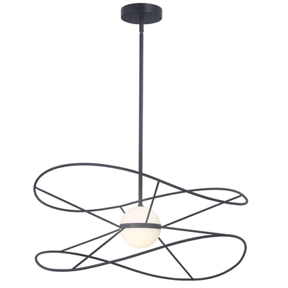 Dainolite Svetlana 24in 2-Light LED Pendant | Modern Matte Black Metal and White Acrylic Diffuser | Kitchen Island & Foyer | 24 x | Model SVE-2412LEDP-MB