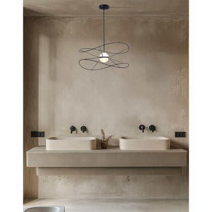 Dainolite Svetlana 24in 2-Light LED Pendant | Modern Matte Black Metal and White Acrylic Diffuser | Kitchen Island & Foyer | 24 x | Model SVE-2412LEDP-MB