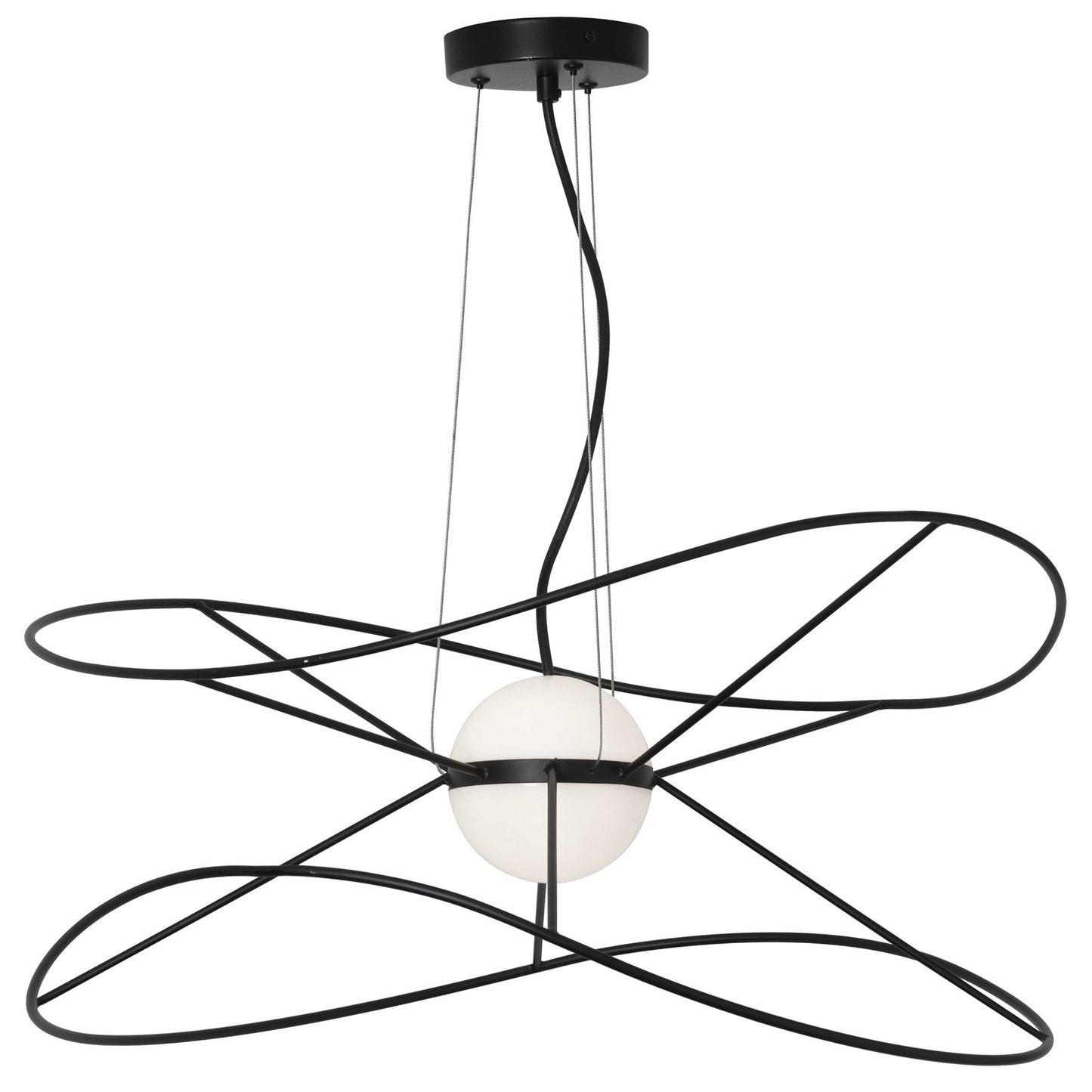 Dainolite Svetlana 24in 2-Light LED Pendant | Modern Matte Black Metal and White Acrylic | Kitchen Island & Foyer | 24 x 24 x | Model SVE-2512LEDP-MB