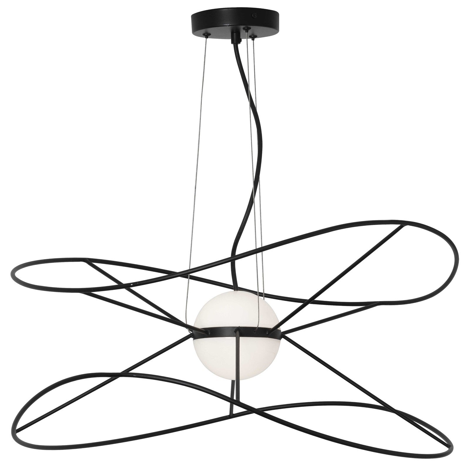 Dainolite Svetlana 24in 2-Light LED Pendant | Modern Matte Black Metal and White Acrylic | Kitchen Island & Foyer | 24 x 24 x | Model SVE-2512LEDP-MB