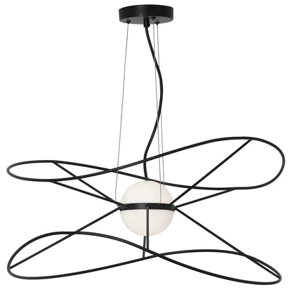 Dainolite Svetlana 24in 2-Light LED Pendant | Modern Matte Black Metal and White Acrylic | Kitchen Island & Foyer | 24 x 24 x | Model SVE-2512LEDP-MB