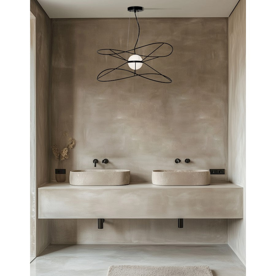 Dainolite Svetlana 24in 2-Light LED Pendant | Modern Matte Black Metal and White Acrylic | Kitchen Island & Foyer | 24 x 24 x | Model SVE-2512LEDP-MB