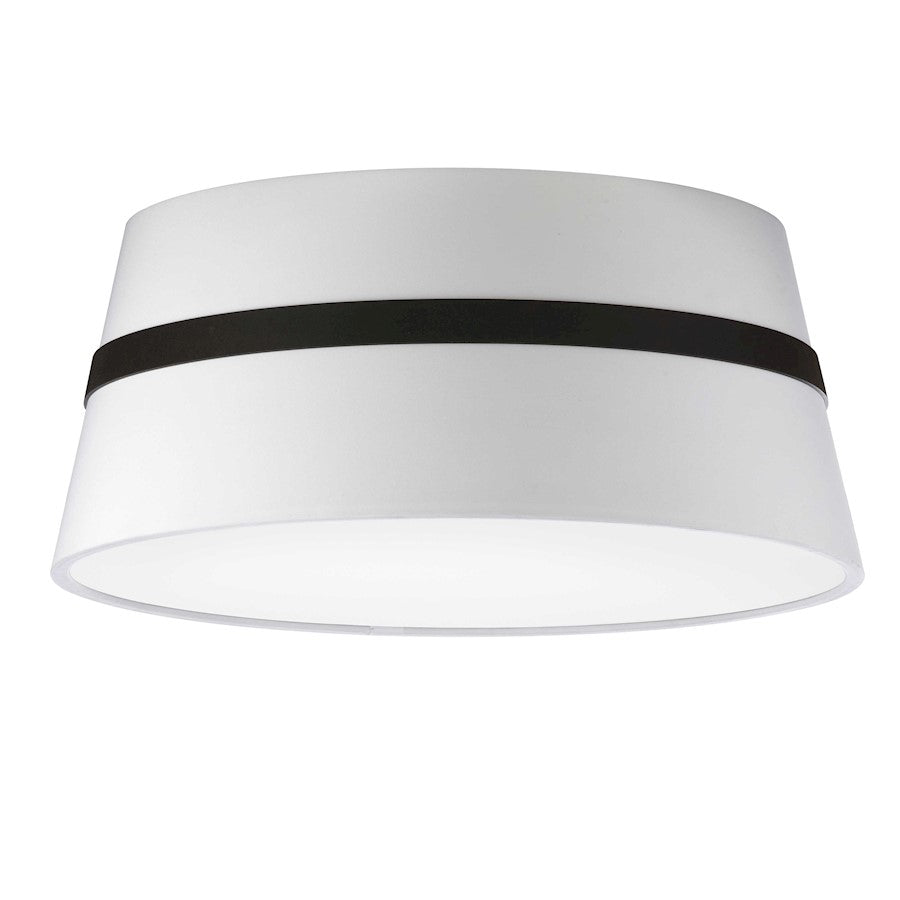 Dainolite Symphony 15in 3-Light Semi-Flush Mount | Contemporary Matte Black and White Fabric Tapered Drum | Bedroom & Hallway | Model SYM-153SF-MB-WH