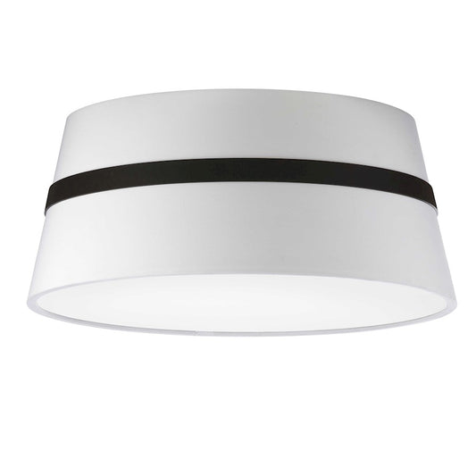 Dainolite Symphony 15in 3-Light Semi-Flush Mount | Contemporary Matte Black and White Fabric Tapered Drum | Bedroom & Hallway | Model SYM-153SF-MB-WH