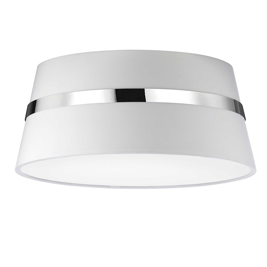Dainolite Symphony 15in 3-Light Semi-Flush Mount | Contemporary Matte White and White Fabric Tapered Drum | Bedroom & Hallway | Model SYM-153SF-PC-WH