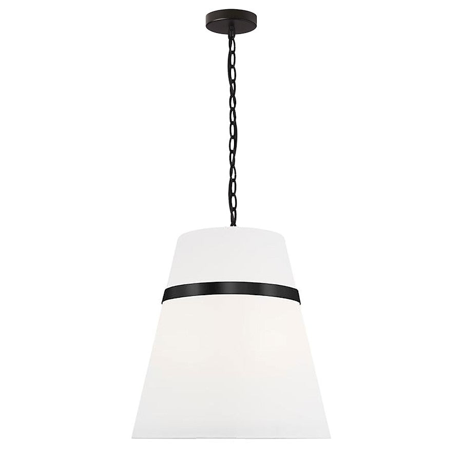 Dainolite Symphony 18in 3-Light Pendant | Contemporary Matte Black and White Fabric Tapered Drum | Kitchen Island & Dining | Model SYM-183P-MB-WH