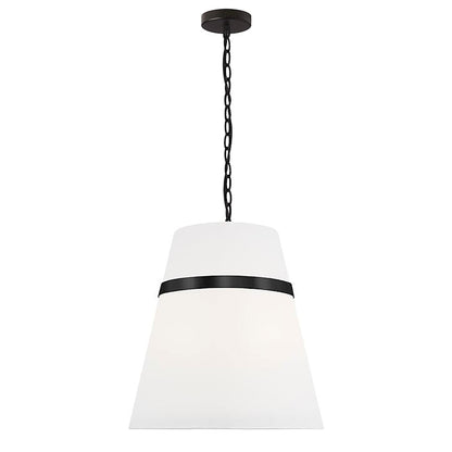 Dainolite Symphony 18in 3-Light Pendant | Contemporary Matte Black and White Fabric Tapered Drum | Kitchen Island & Dining | Model SYM-183P-MB-WH