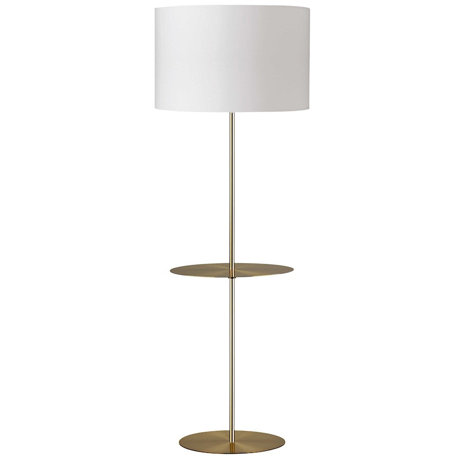 Dainolite TAB-R591F 1-Light Floor Lamp | Modern Aged Brass and White Fabric Shade | Living Room & Bedroom Reading Light | 63 in H | Model TAB-R591F-AGB-WH