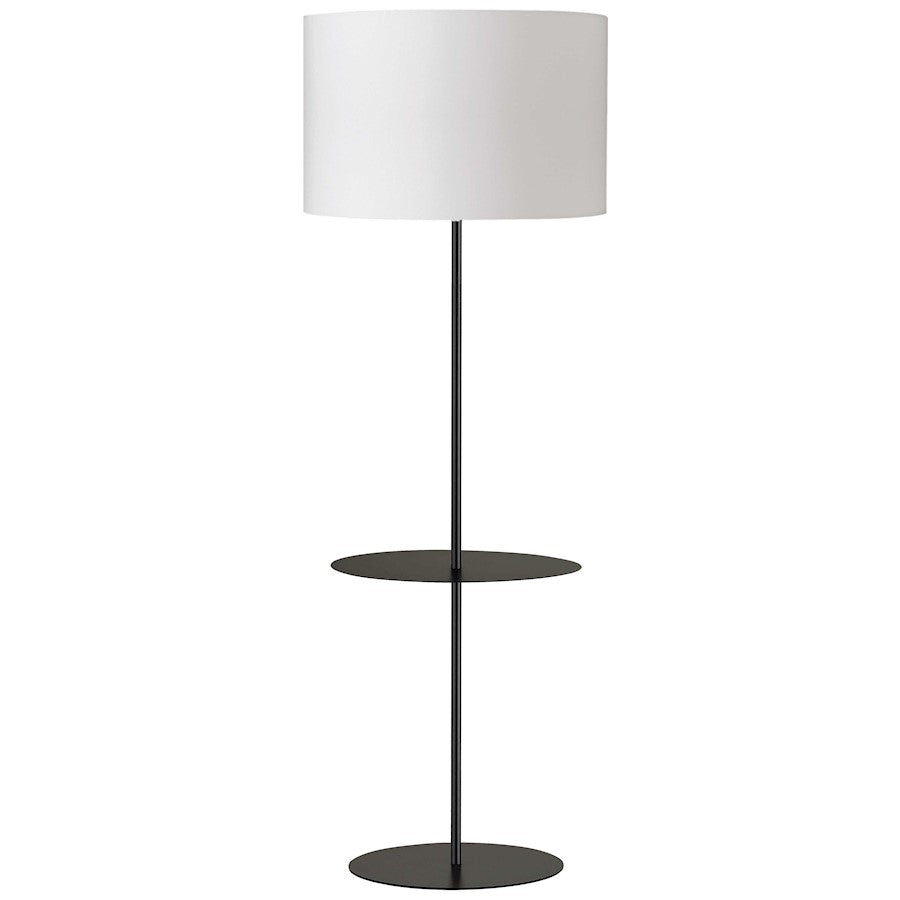 Dainolite TAB-R591F 1-Light Floor Lamp | Modern Black Metal and White Linen Shade | Living Room & Bedroom Reading Light | 63 in H | Model TAB-R591F-BK-WH
