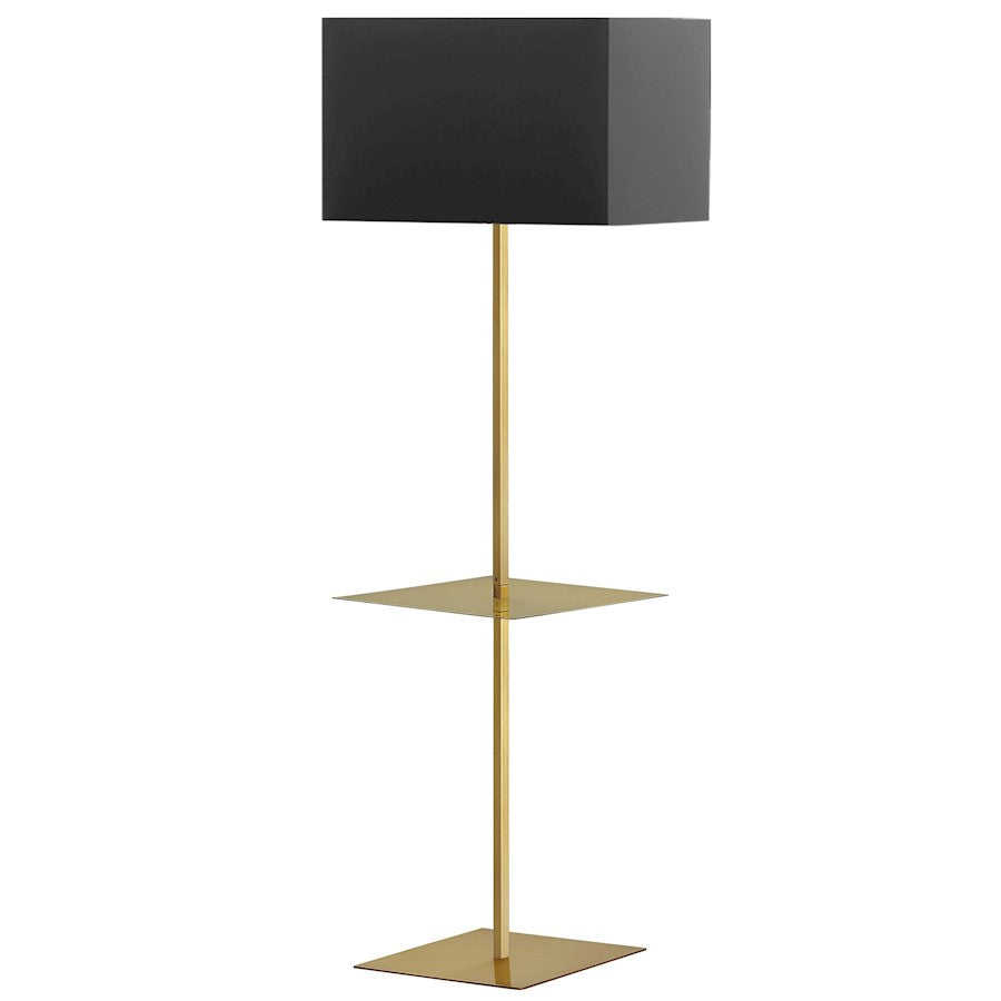 Dainolite Tablero 20in 1-Light Floor Lamp | Transitional Aged Brass and Black/Gold Fabric Shade | Living Room & Bedroom | 20 x 20 x | Model TAB-S491F-AGB