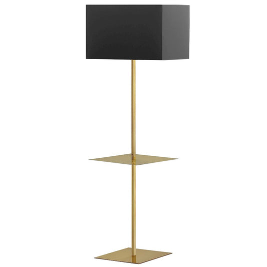 Dainolite Tablero 20in 1-Light Floor Lamp | Transitional Aged Brass and Black/Gold Fabric Shade | Living Room & Bedroom | 20 x 20 x | Model TAB-S491F-AGB