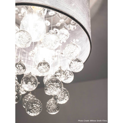 Dainolite Tahnee 12in 2-Light Flush Mount | Transitional Polished Chrome and Silver Organza | Bedroom & Hallway | 12 x 12 x 16 in | Model TAH-122FH-PC