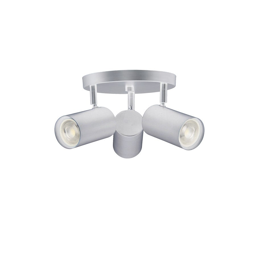 Dainolite Taylor 13in 3-Light Track Light | Contemporary Satin Chrome Metal Cylinder | Kitchen & Office Accent | 13 x 13 x 5.5 in | Model TAY-123SF-SC
