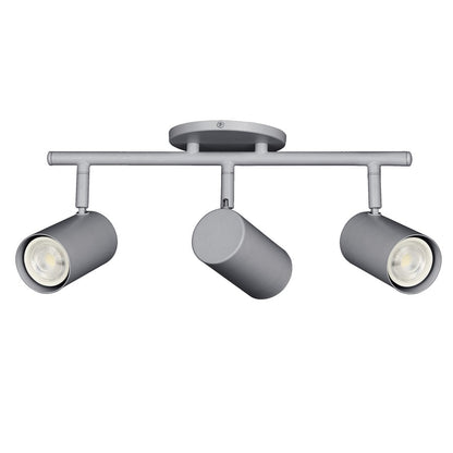 Dainolite Taylor 19in 3-Light Track Light | Contemporary Satin Chrome Metal Cylinder | Kitchen & Dining Room | 19 x 7 x 5.5 in | Model TAY-203SF-SC