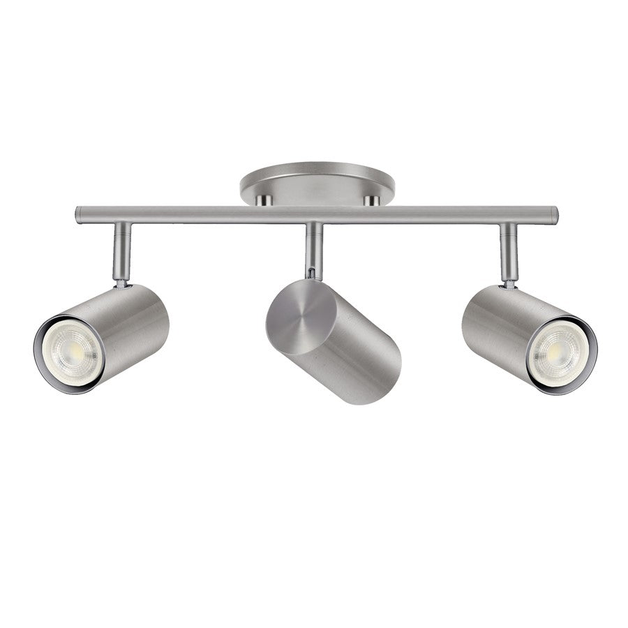 Dainolite Taylor 19in 3-Light Track Light | Contemporary Satin Chrome Metal Cylinder | Kitchen & Dining Room | 19 x 7 x 5.5 in | Model TAY-203SF-SC