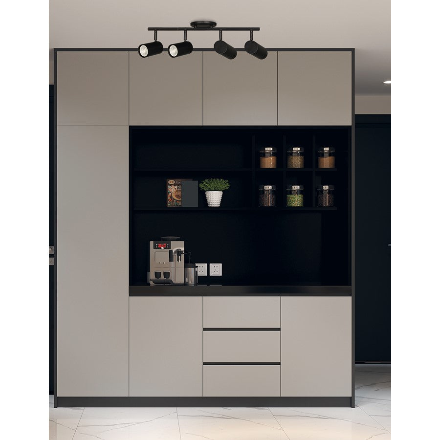 Dainolite Taylor 24in 4-Light Track Light | Contemporary Matte Black Metal | Kitchen & Dining Room | 24.75 x 7 x 5.5 in | Model TAY-254SF-MB