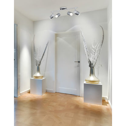 Dainolite Taylor 24in 4-Light Track Light | Contemporary Satin Chrome Metal | Kitchen & Dining Room | 24.75 x 7 x 5.5 in | Model TAY-254SF-SC