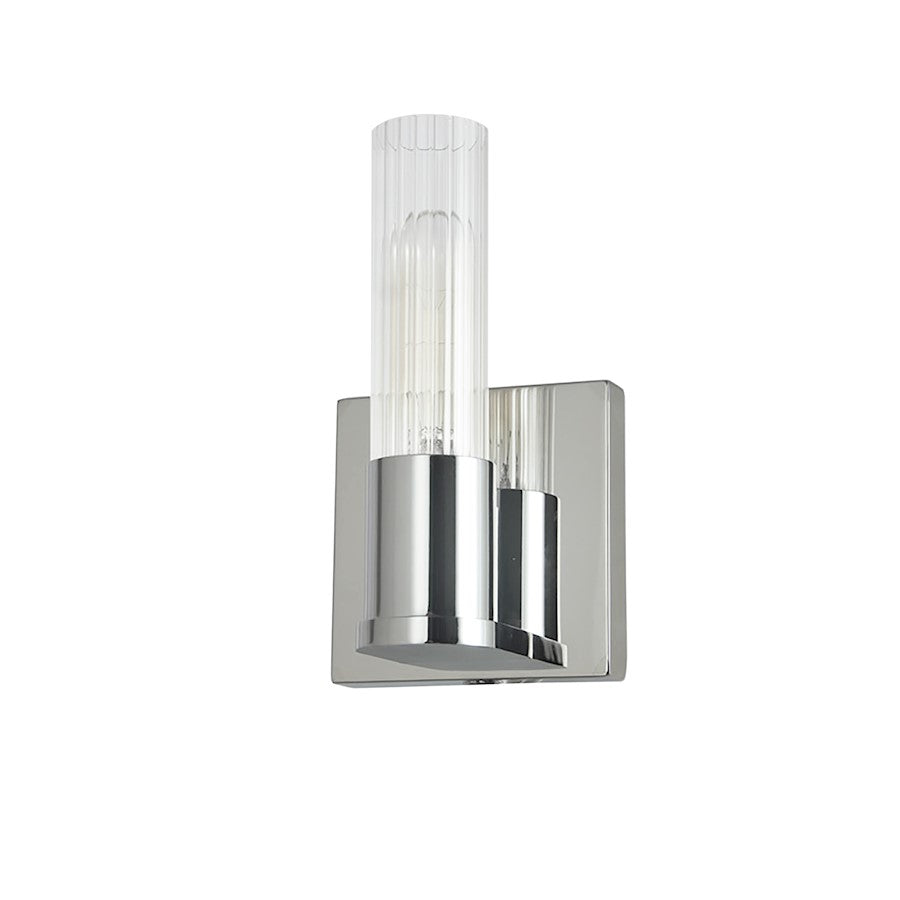 Dainolite Tube 4in 1-Light Wall Sconce | Contemporary Polished Chrome and Clear Fluted Glass | Hallway & Bedroom | Model TBE-41W-PC
