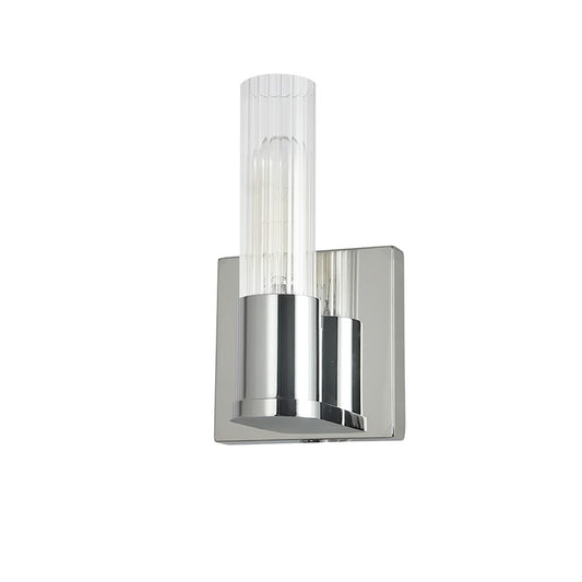 Dainolite Tube 4in 1-Light Wall Sconce | Contemporary Polished Chrome and Clear Fluted Glass | Hallway & Bedroom | Model TBE-41W-PC