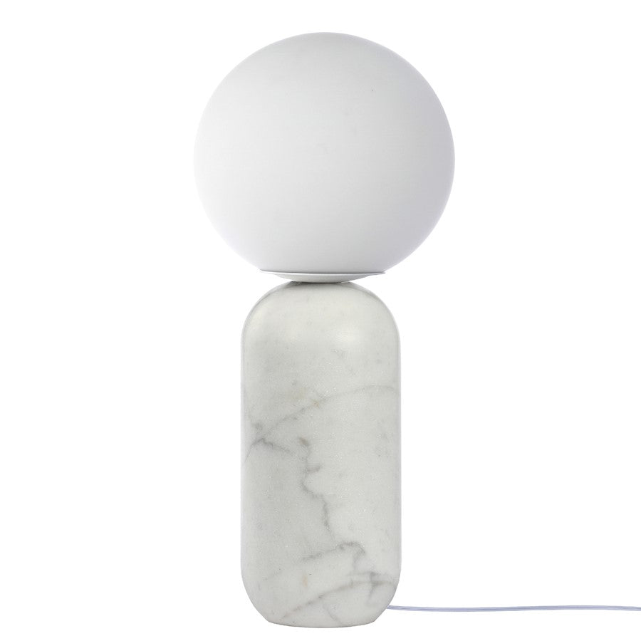 Dainolite Tierra 18in 1-Light Table Lamp | Contemporary White Alabaster Glass | Office & Bedroom | 8 x 8 x 18 in | Model TIE-181T-ALB-WH