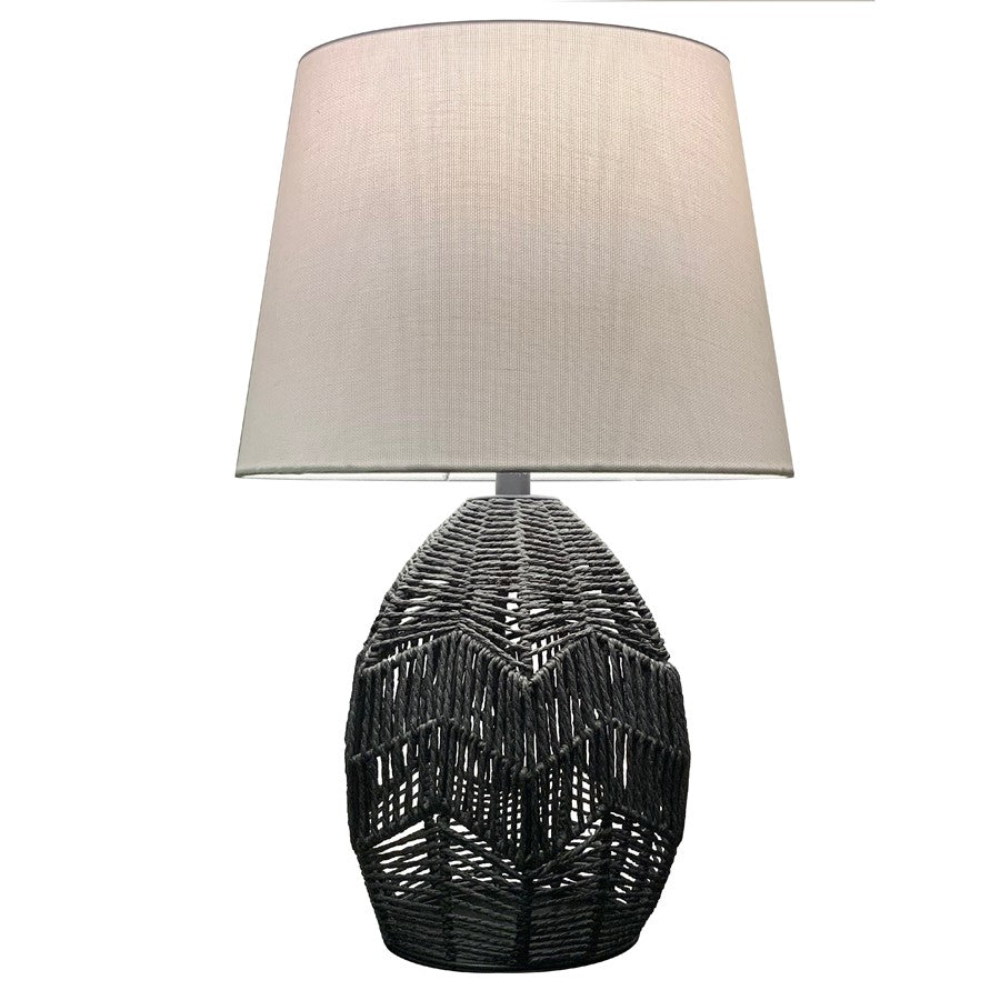Dainolite Tillie 18in 1-Light Table Lamp | Transitional Black String and Beige Fabric Shade | Office & Bedroom | Model TIL-181T-MB