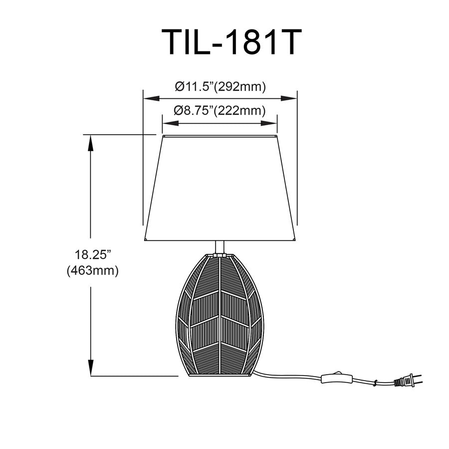 Dainolite Tillie 18in 1-Light Table Lamp | Transitional Black String and Beige Fabric Shade | Office & Bedroom | Model TIL-181T-MB