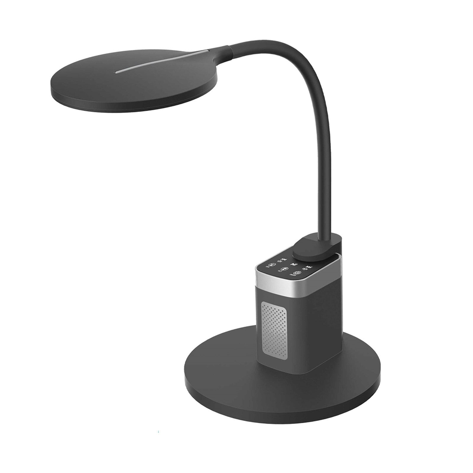 Dainolite Talulah 11in LED Table Lamp with Bluetooth Speaker | Modern Matte Black Plastic | Bedroom & Living Room | 350 Lumens, 3 | Model TLU-1510LEDT-MB
