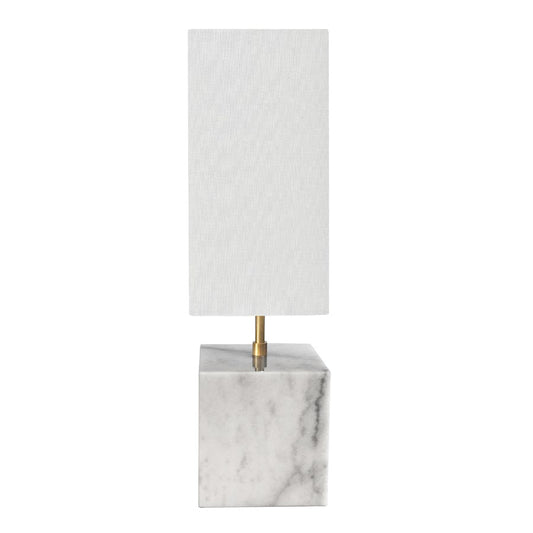 Dainolite Todd 22in 1-Light Table Lamp | Contemporary White Marble and White Fabric Shade | Bedroom & Office Side Table | 6 x 6 x | Model TOD-221T-WH-AGB