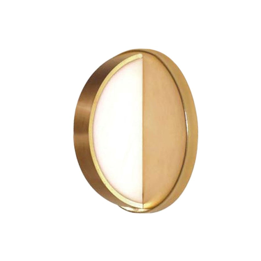 Dainolite Topaz 5in 1-Light Wall Sconce | Modern Aged Brass Metal and Frosted Acrylic | Bedroom & Foyer Hallway | 3 x 5 x 5 in | Model TOP-55LEDW-AGB