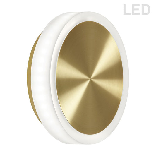 Dainolite Topaz 1-Light Wall Sconce | Modern Aged Brass Metal and White Acrylic | Bathroom & Hallway Accent | 1.5 x 6 x 6 in | Model TOP-612LEDW-AGB